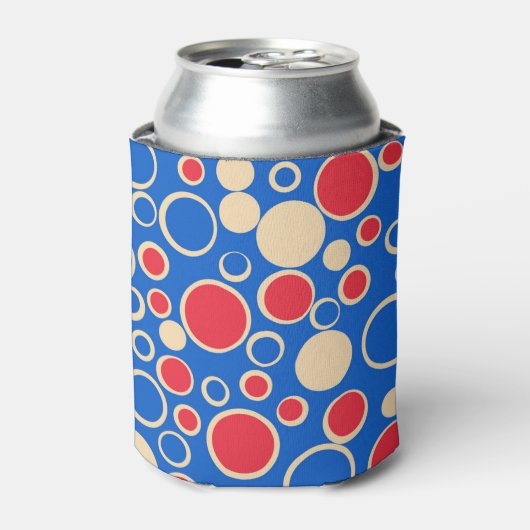 Rote und blaue Punkte auf blau Dosenkühler (Kanne Vorderseite)