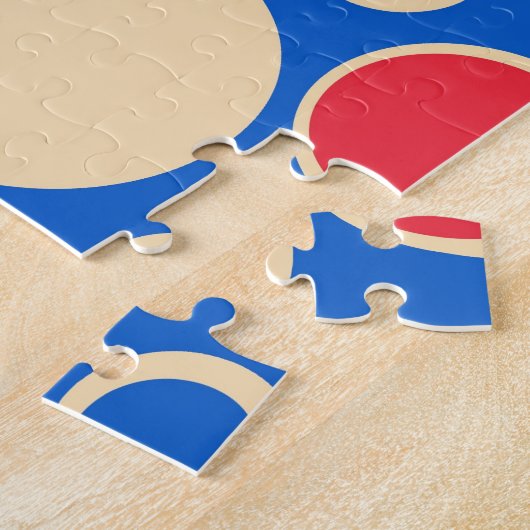 Rote und blaue Punkte auf blau Puzzle (Seite)