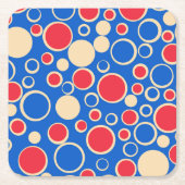 Rote und blaue Punkte auf blau Rechteckiger Pappuntersetzer (Vorderseite)