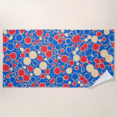 Rote und blaue Punkte auf blau Strandtuch (Vorderseite)