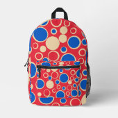 Rote und blaue Punkte auf rot Bedruckter Rucksack (Vorderseite)