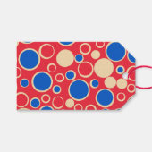 rote und blaue Punkte auf rot Geschenkanhänger (Vorderseite (Horizontal))