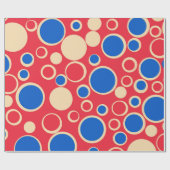 Rote und blaue Punkte auf rot Geschenkpapier (Flach)