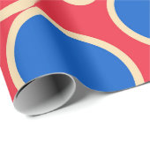 Rote und blaue Punkte auf rot Geschenkpapier (Rolleneckpunkt)