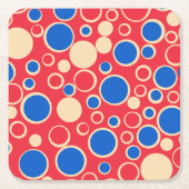 Rote und blaue Punkte auf rot Rechteckiger Pappuntersetzer (Vorderseite)