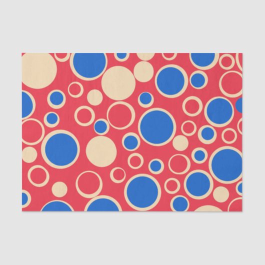 Rote und blaue Punkte auf rot Seidenpapier (Vorderseite)