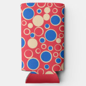 Rote und blaue Punkte auf rot Selters Dosenkühler (Rückseite)