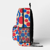 Rote und blaue Punkte auf Tan Bedruckter Rucksack (Rechts)