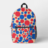 Rote und blaue Punkte auf Tan Bedruckter Rucksack (Vorderseite)
