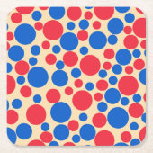Rote und blaue Punkte auf Tan Rechteckiger Pappuntersetzer (Vorderseite)