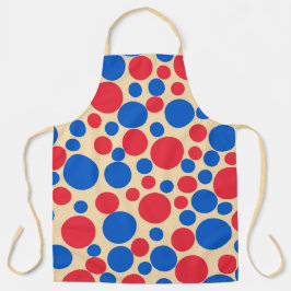 Rote und blaue Punkte auf Tan Schürze