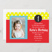 Rote und blaue Punkte Kindergeburtstag Einladung (Vorne/Hinten)