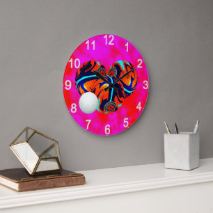 rote und blaue Rasenschüsseln, Wall-Uhr Große Wanduhr