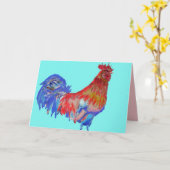 Rote und blaue Rooster Aqua-duktion Karte (Gelbe Blume)