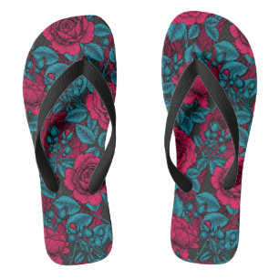 Rote und blaue Rose Badesandalen