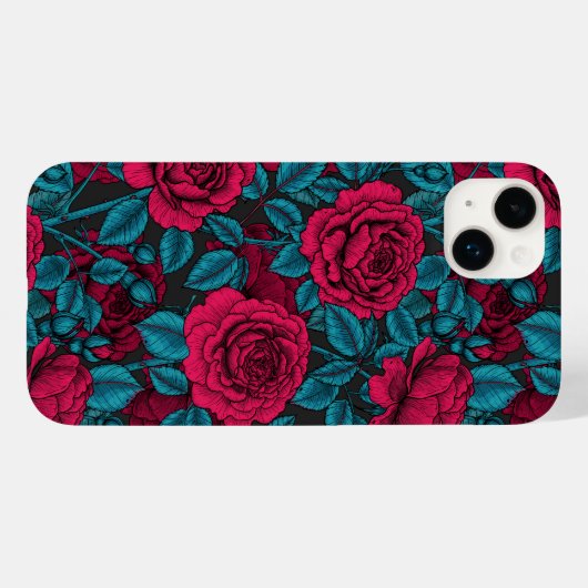 Rote und blaue Rose Case-Mate iPhone Hülle (Rückseite (Horizontal))