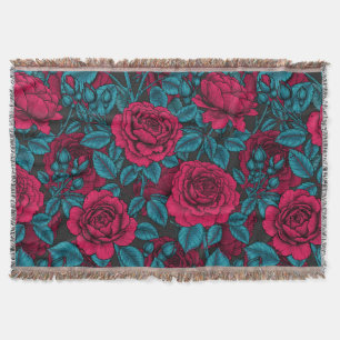 Rote und blaue Rose Decke