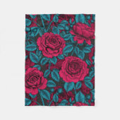 Rote und blaue Rose Fleecedecke (Vorderseite)