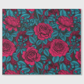 Rote und blaue Rose Geschenkpapier (Flach)