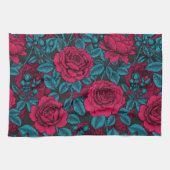 Rote und blaue Rose Geschirrtuch (Horizontal)