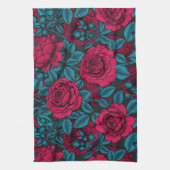 Rote und blaue Rose Geschirrtuch (Vertikal)