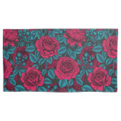 Rote und blaue Rose Kissenbezug (Vorderseite-Links)