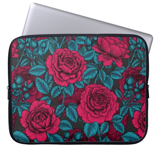 Rote und blaue Rose Laptopschutzhülle (Vorderseite)