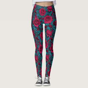 Rote und blaue Rose Leggings