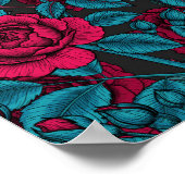 Rote und blaue Rose Poster (Ecke)