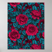 Rote und blaue Rose Poster (Vorne)