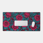 Rote und blaue Rose Schreibtischunterlage (Tastatur & Maus)