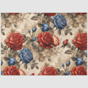 Rote und blaue Rose Vintag Inspiriert Dekoupage Seidenpapier