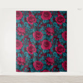Rote und blaue Rose Wandteppich (Vorderseite)