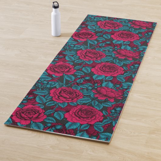 Rote und blaue Rose Yogamatte (Beispiel)