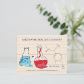 Rote und blaue Save the Date Chemie Postkarten (Stehend Vorderseite)