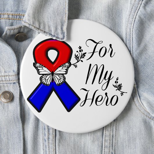 Rote und blaue Schleife für meinen Helden Button (Beispiel)