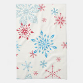 Rote und blaue Schneeflocken auf weißem Hintergrun Geschirrtuch (Vertikal)