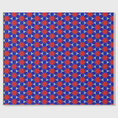 Rote und blaue Schneeflocken Geschenkpapier (Flach)