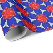 Rote und blaue Schneeflocken Geschenkpapier (Rolleneckpunkt)