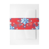 Rote und blaue Schneeflocken und Sterne Einladungsbanderole (Vorderseite Beispiel)