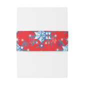 Rote und blaue Schneeflocken und Sterne Einladungsbanderole (Rückseitenbeispiel)