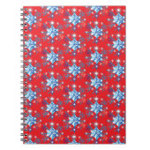Rote und blaue Schneeflocken und Sterne Notizblock (Vorderseite)