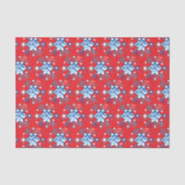 Rote und blaue Schneeflocken und Sterne Seidenpapier