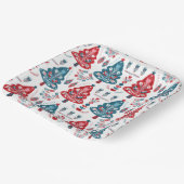 Rote und blaue skandinavische Weihnachtsbaumkunst Pappteller (Gewinkelt)