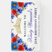 Rote und Blaue Sommer-Blume Geburtstag Banner (Vertikal)