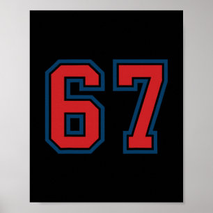 Rote und blaue Sport-Nummer 67 Trikot Uniform Spie Poster