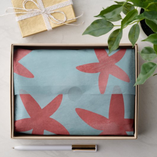 Rote und blaue Starfish Seidenpapier (Geschenk)