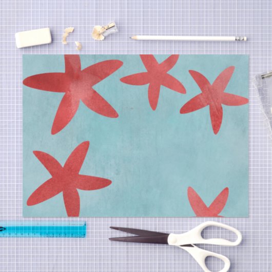 Rote und blaue Starfish Seidenpapier (Handwerk)