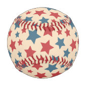 Rote und blaue Sterne, 4. Juli, beige Hintergrund Baseball (Rückseite)