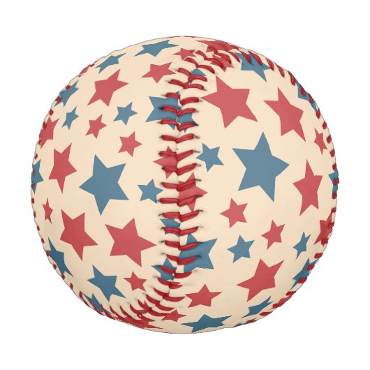 Rote und blaue Sterne, 4. Juli, beige Hintergrund Baseball (Schrägansicht)